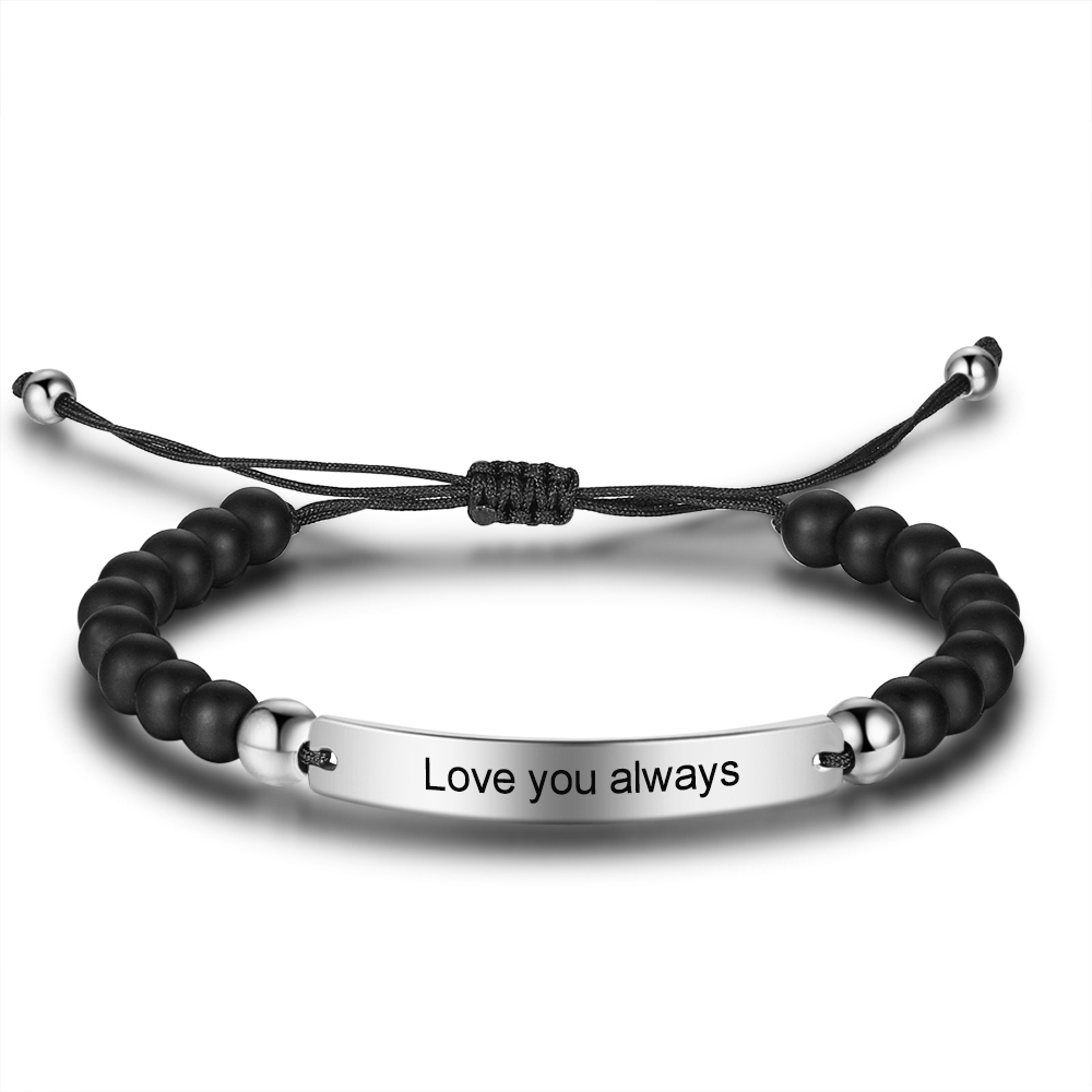 Braccialetto maschile in acciaio inox  1 testo personalizzato