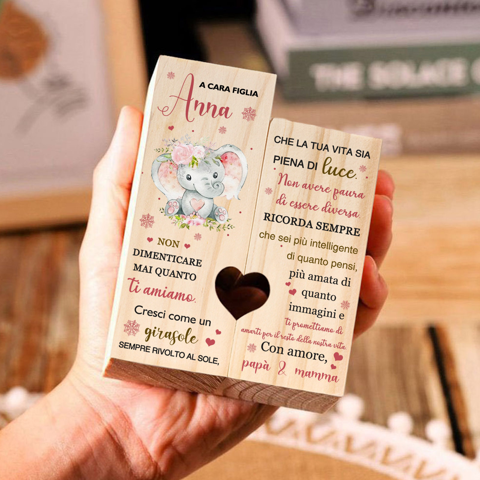 Candeliere portacandela elefante rosa regalo per cara figlia