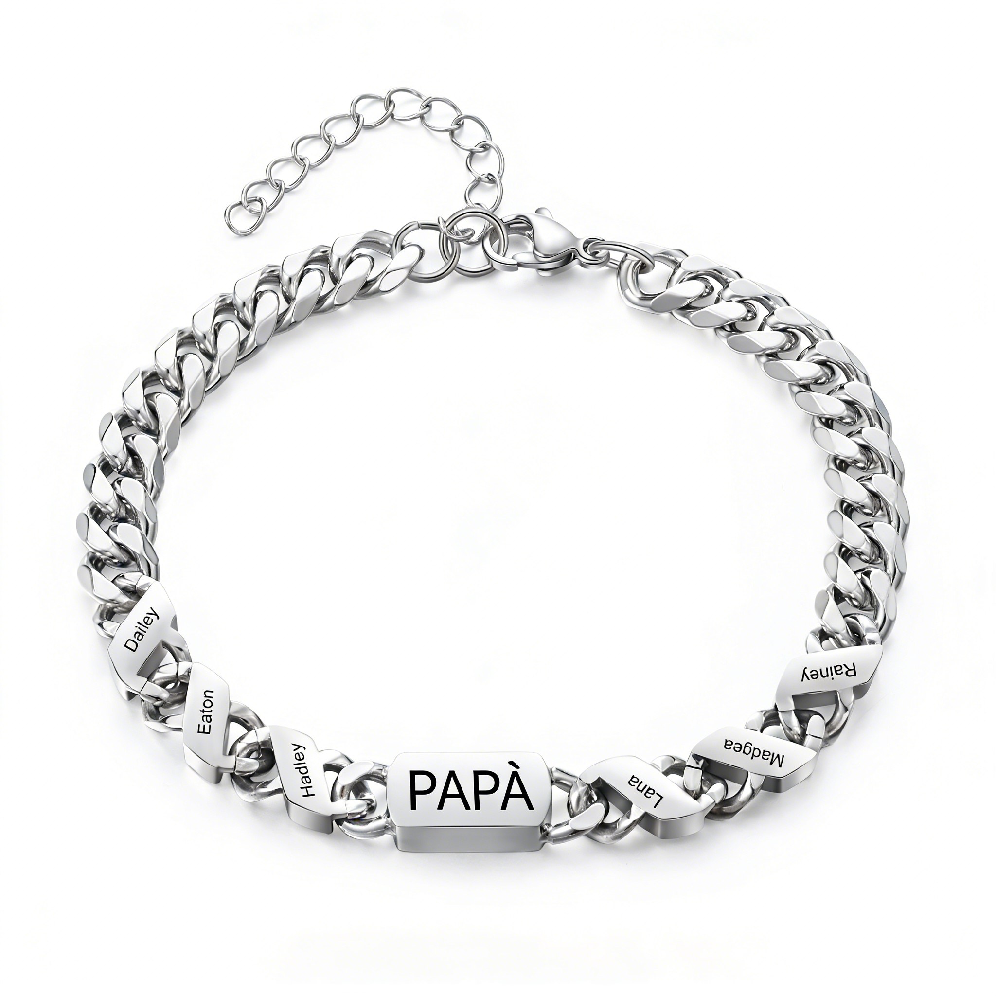 Bracciale da uomo personalizzato in stile maglia cubana per papà