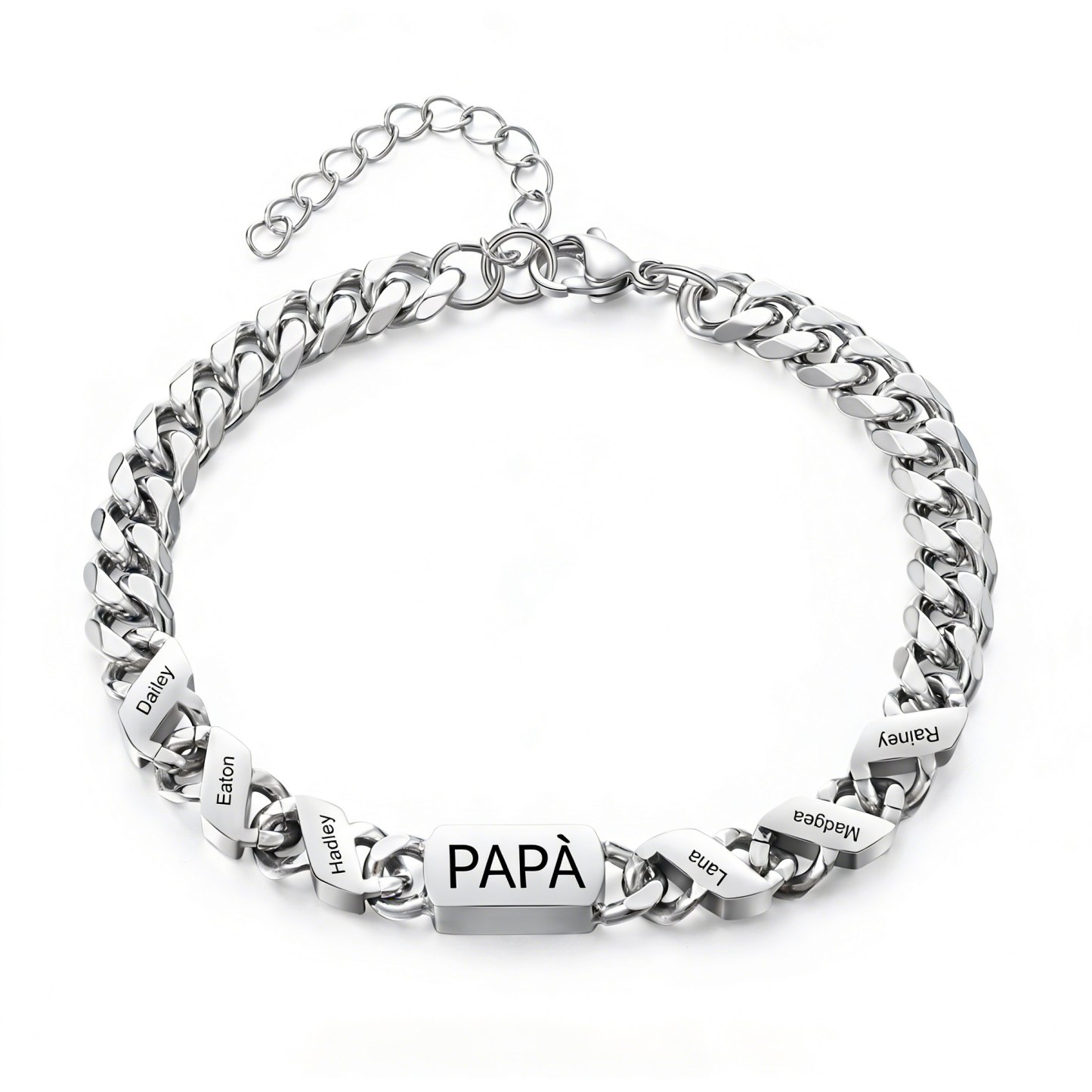 Bracciale da uomo personalizzato in stile maglia cubana per papà