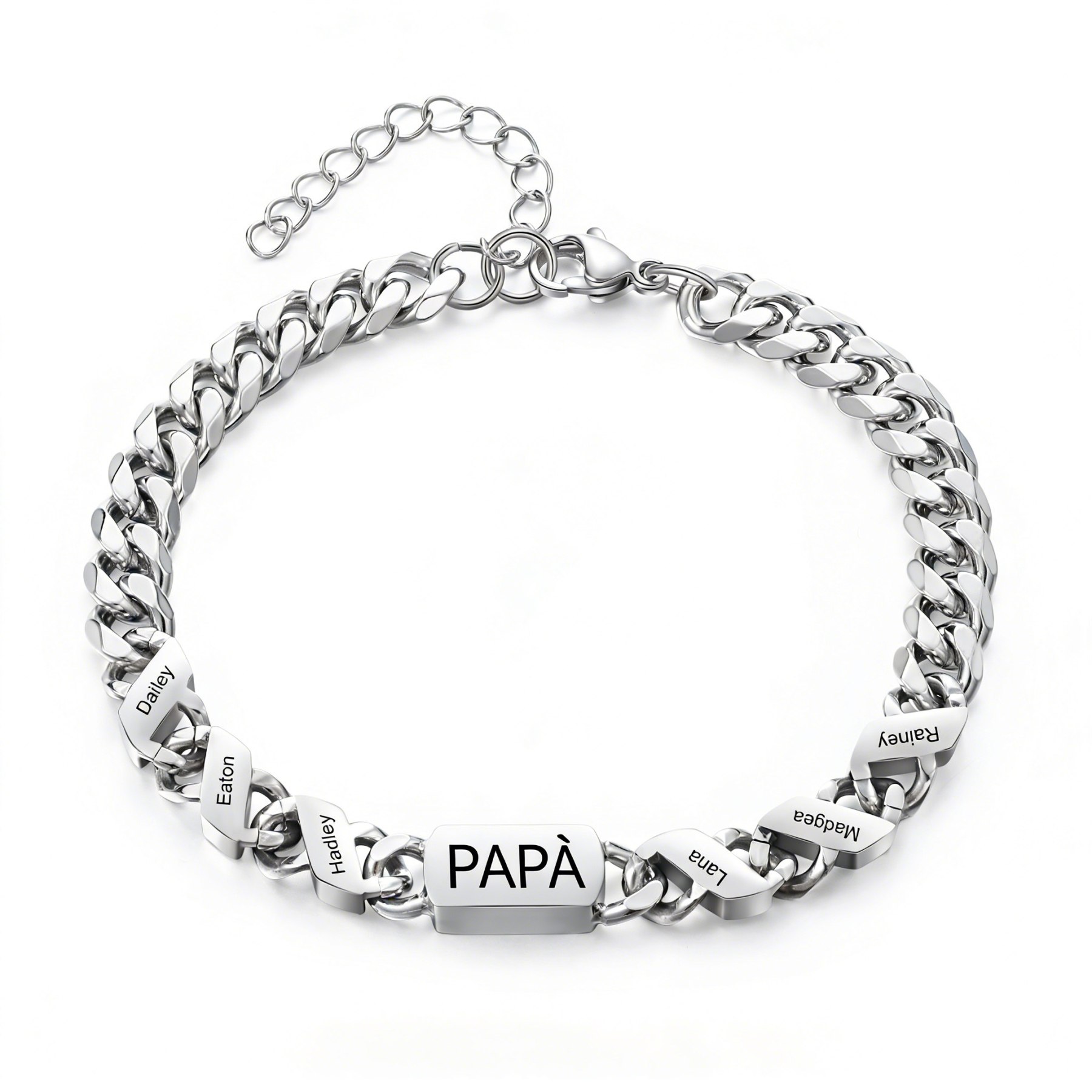 Bracciale da uomo personalizzato in stile maglia cubana per papà