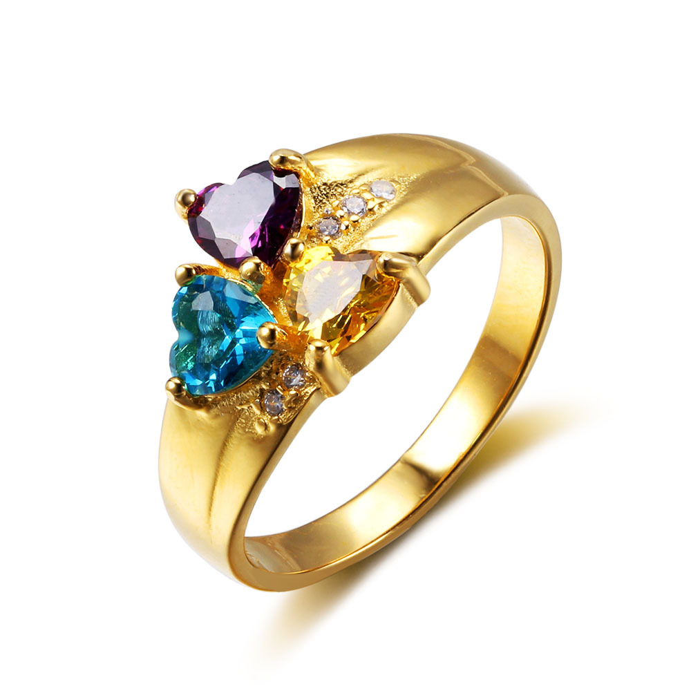 Anello 3 nomi con 3 pietre di nascita in argento 925