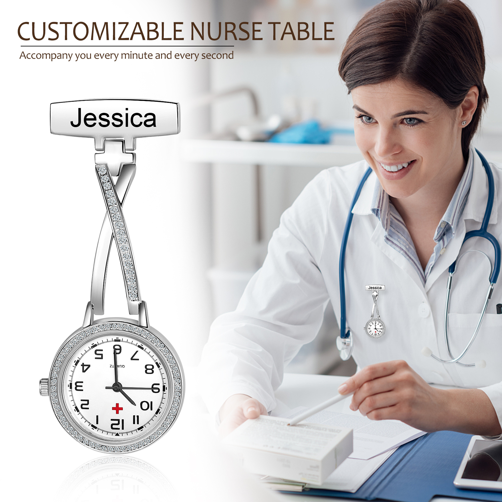 Orologio da Tasca per Infermiera Personalizzato con Nome