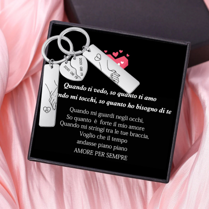 Jessemade IT Portachiavi personalizzabile con 2 lettere e data cuore a coppia