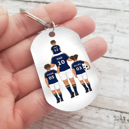 Portachiavi Personalizzato in Acciaio – Tema Calcio con 2-4 Nomi – Regalo Speciale per Papà | Jessemade