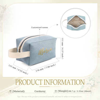 Borsa portabile per cosmetici in velluto a coste per donna 1 nome personalizzato regalo per donna