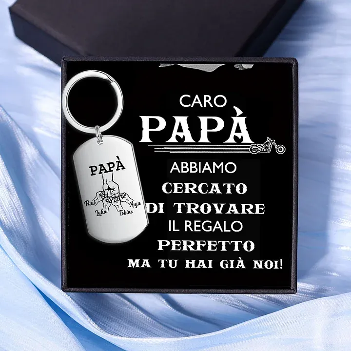Non dimenticare mai che ti amo-Pugno a pugno Portachiavi 4 nomi regalo per papà