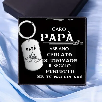 Non dimenticare mai che ti amo-Pugno a pugno Portachiavi 4 nomi regalo per papà