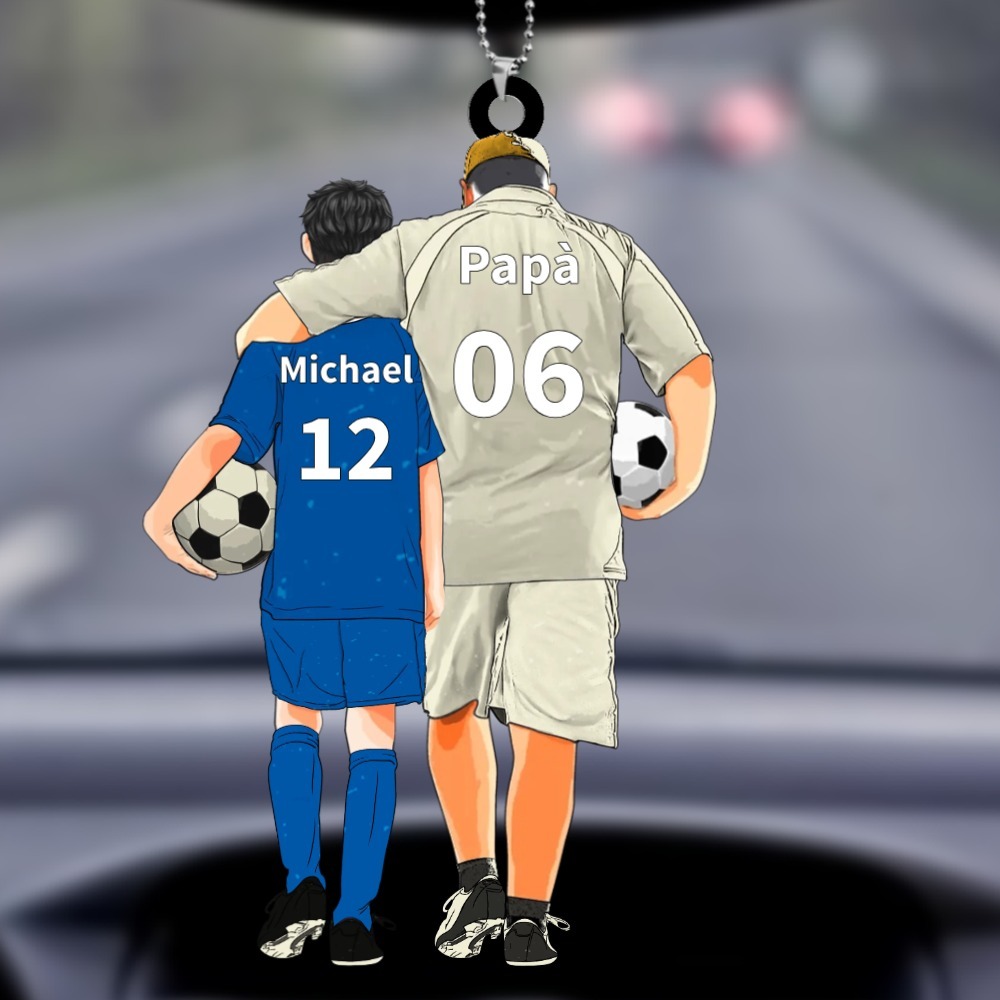 Decorazione Personalizzata in Acrilico – Design Padre e Figlio, Regalo a Tema Calcio per Famiglie | Jessemade