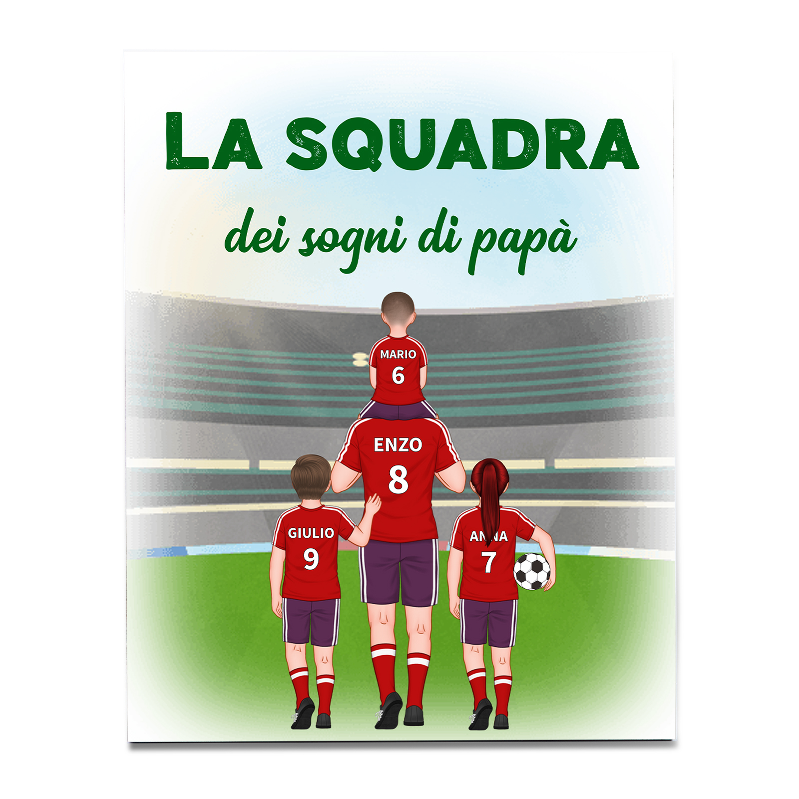 La squadra dei sogni di papà-Targa con immagini e nomi personalizzabili per papà