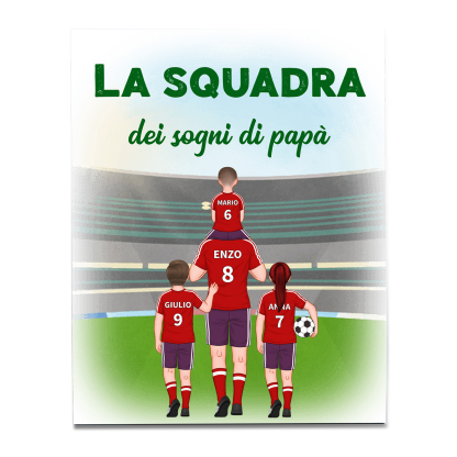 La squadra dei sogni di papà-Targa con immagini e nomi personalizzabili per papà