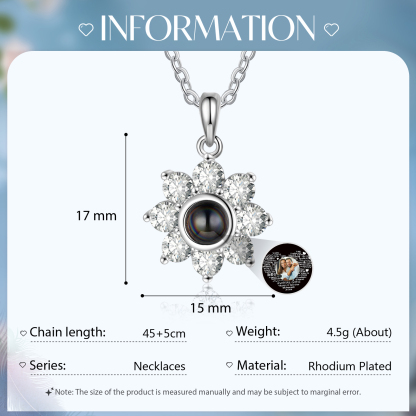 Collana girasole con proiezione di foto personalizzabile per donna