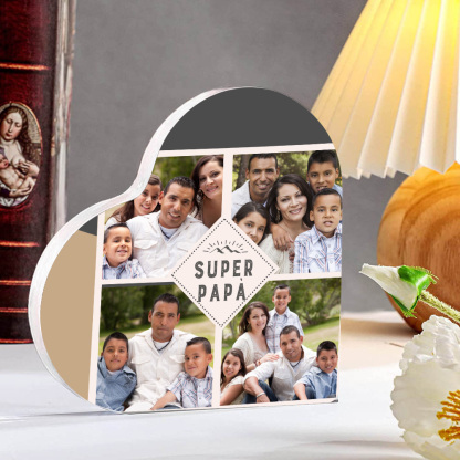 Super papà-targa acrilica con 4 foto personalizzabili regalo per padre