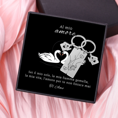 Portachiavi Coppia Personalizzato con Iniziali e Data Portachiavi in Acciaio Inossidabile Regalo di Natale per Lui | Jessemade