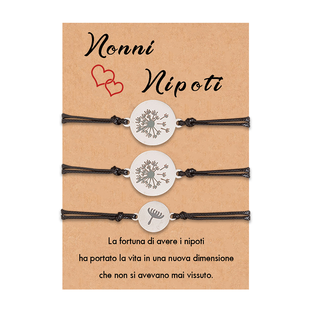 La fortuna di avere i nipoti ∞ 3 braccialetti tarassaco e ali gruppi per nonni e nipote regalo per famiglia