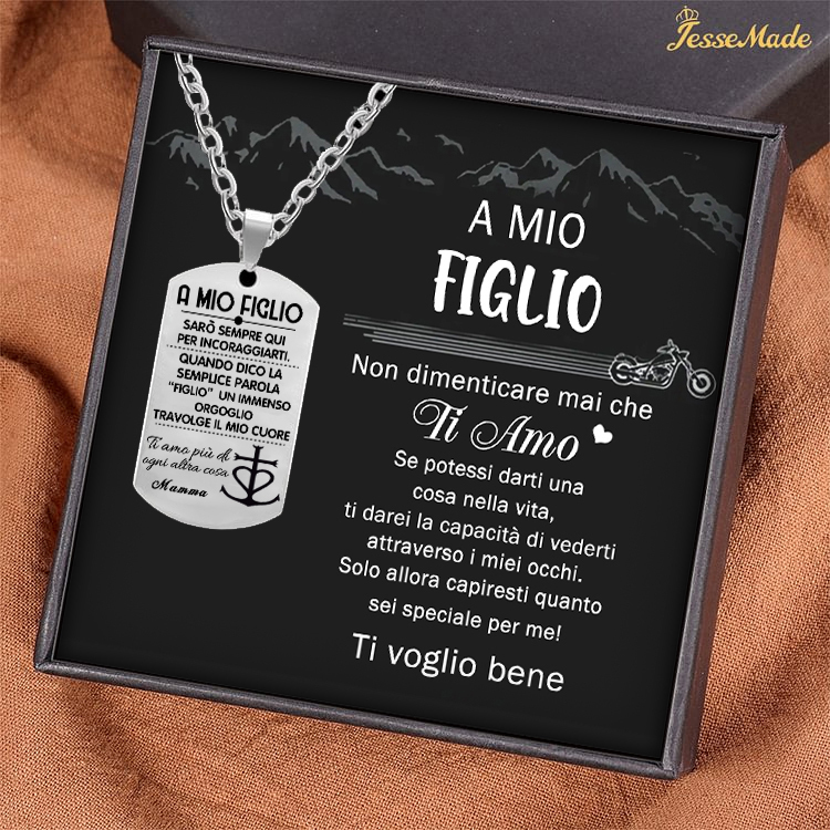 A Mio Figlio Non dimenticare mai che Ti Amo-Collana acciaio inox 1 testo personalizzabile