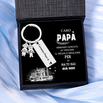 Jessemade IT Portachiavi con ciondolo bambino 2 nomi regalo per papà