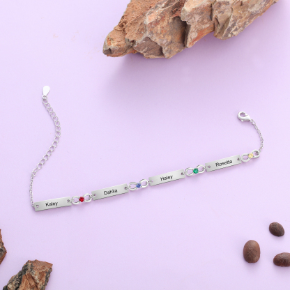 Festa della Mamma Braccialetto infinito con 4 nomi personalizzati e 4 pietre di nascita