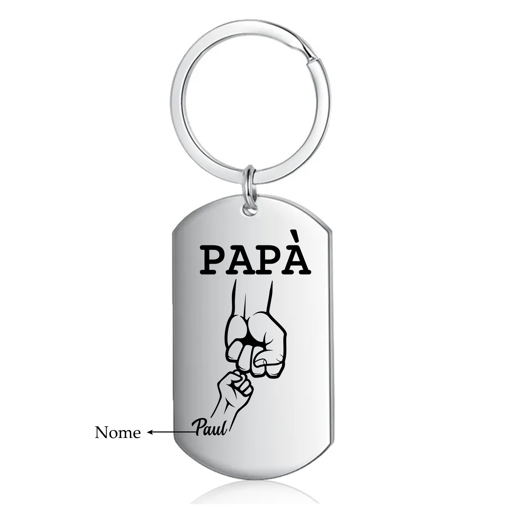 Non dimenticare mai che ti amo-Pugno a pugno Portachiavi 1 nome personalizzato regalo per papà