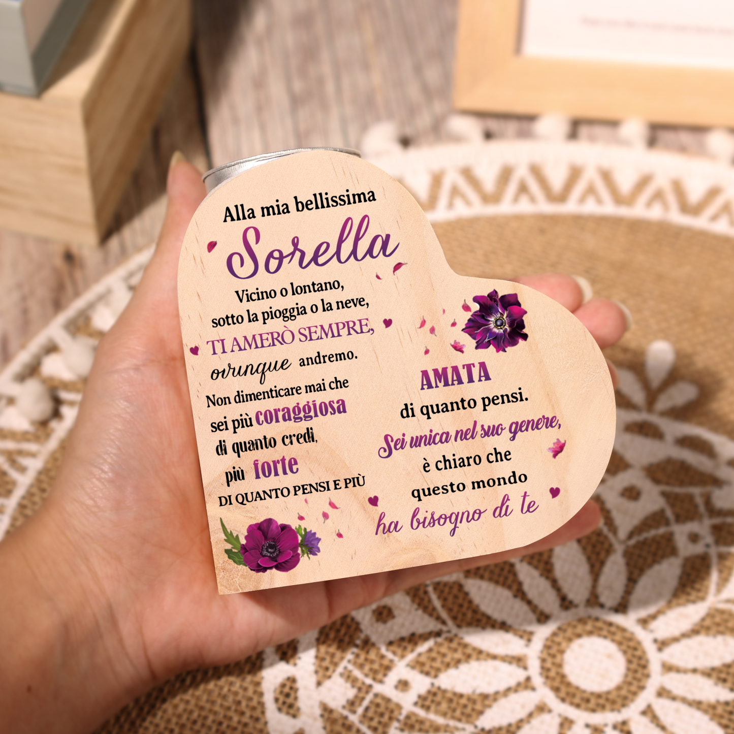 Candelieri in legno per mia sorella dell'anima regalo di famiglia