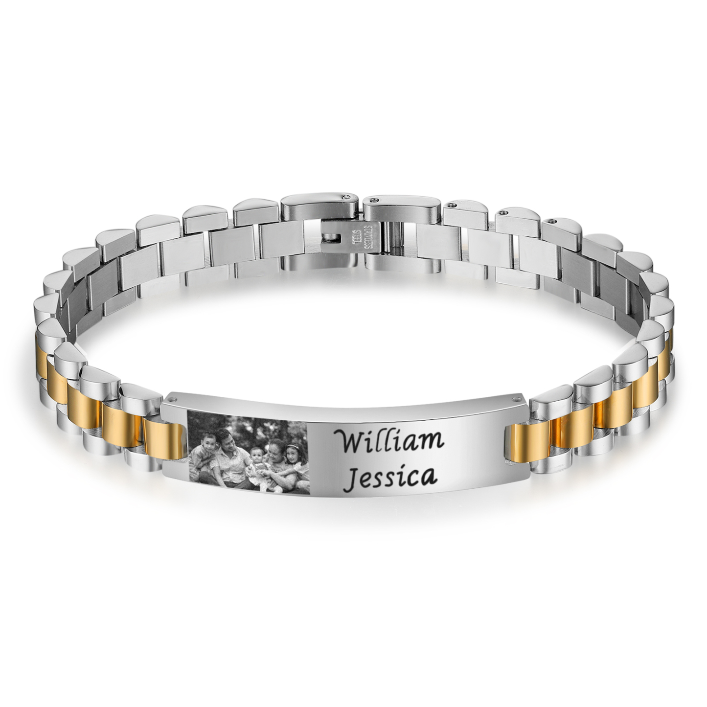 Bracciale da uomo acciaio inox con foto personalizzato