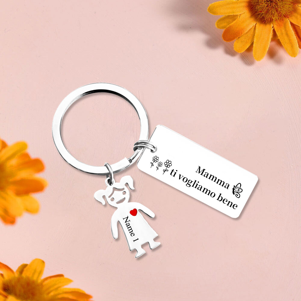 Mamma ti voglio bene-Portachiavi ciondolo bambino 1 nome personalizzato regalo per festa della mamma | Jessemade