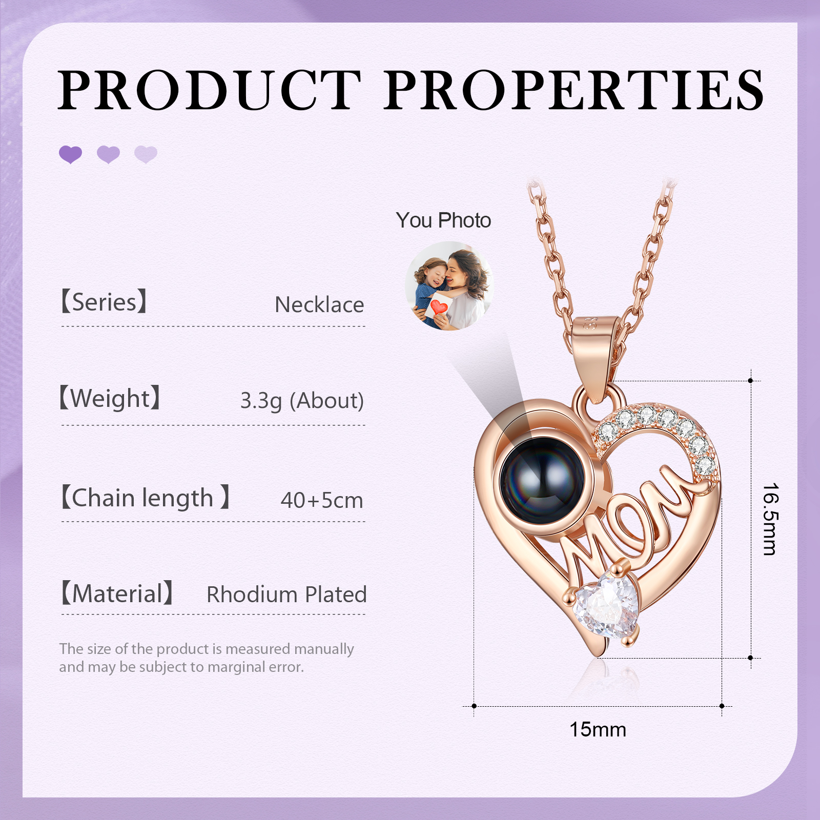 Collana mom con proiezione di una foto personalizzabile regalo ideale per mamma