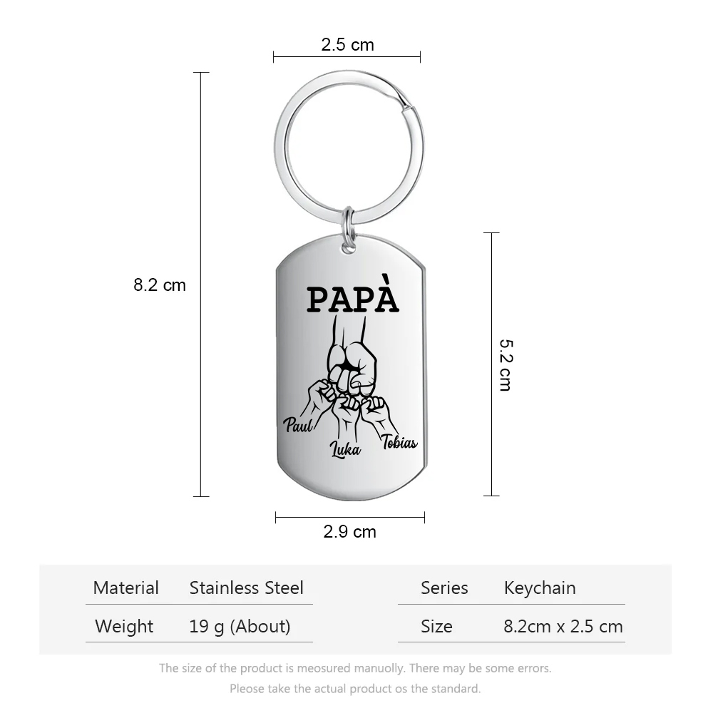 Non dimenticare mai che ti amo-Pugno a pugno Portachiavi 3 nomi regalo per papà