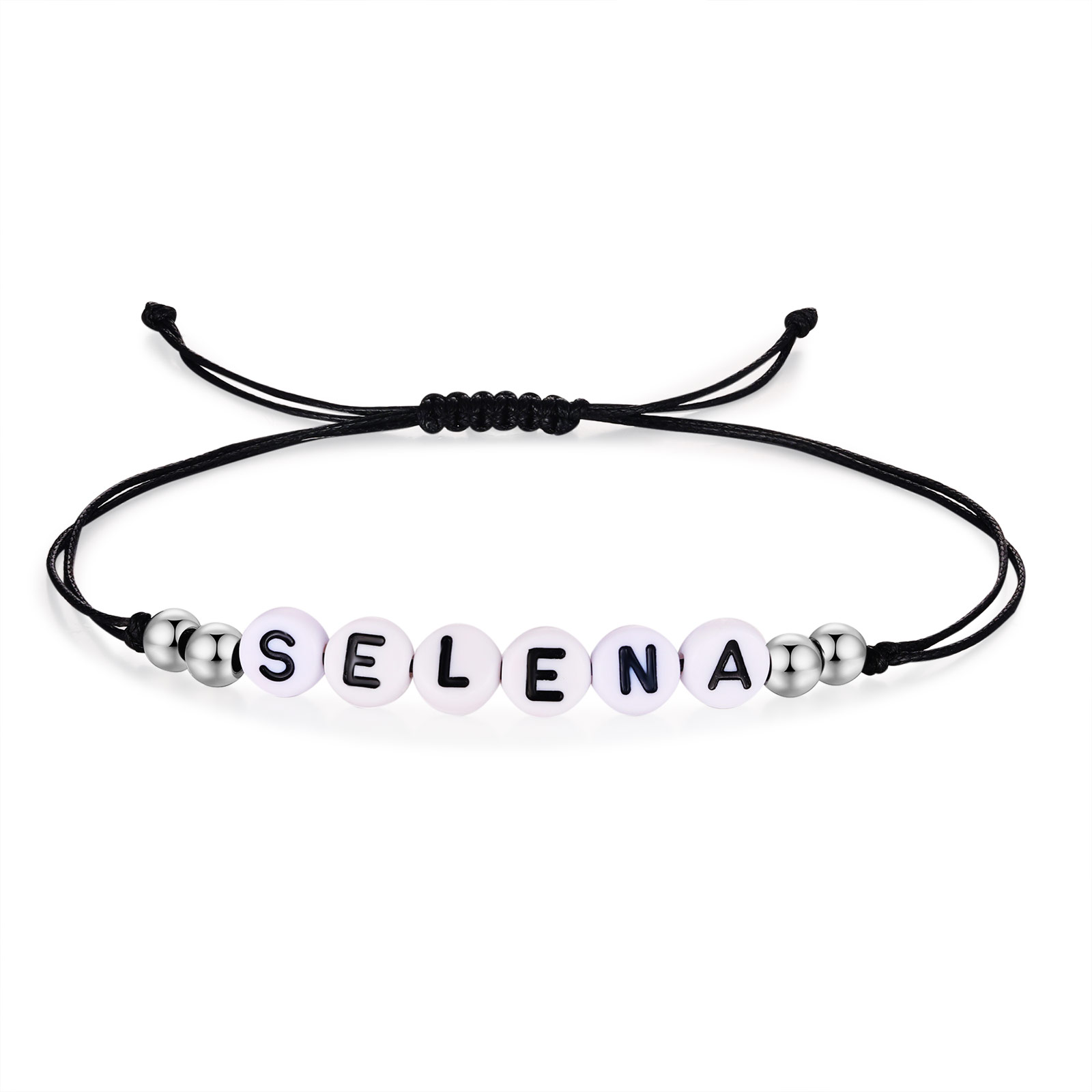 2PCS Braccialetto con perline di 2 nomi personalizzato regalo per scuola