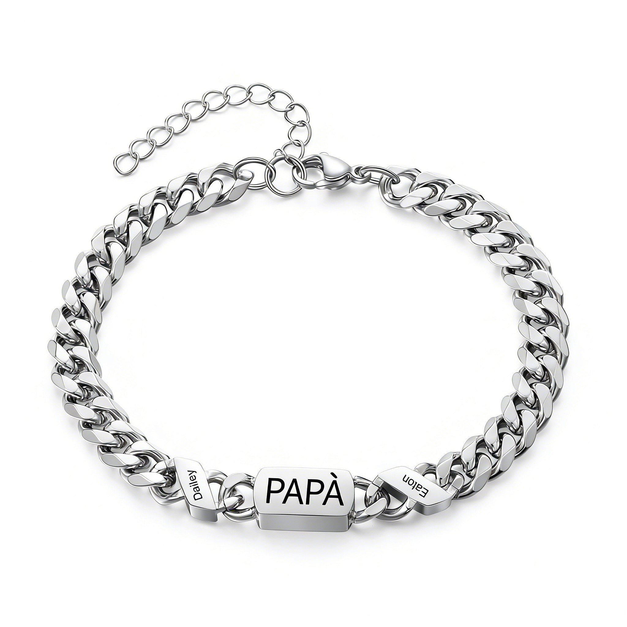 Bracciale da uomo personalizzato in stile maglia cubana per papà