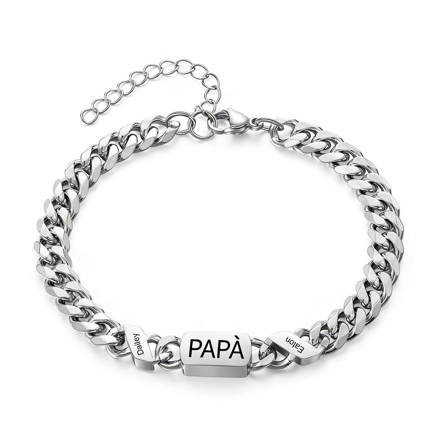 Bracciale da uomo personalizzato in stile maglia cubana per papà