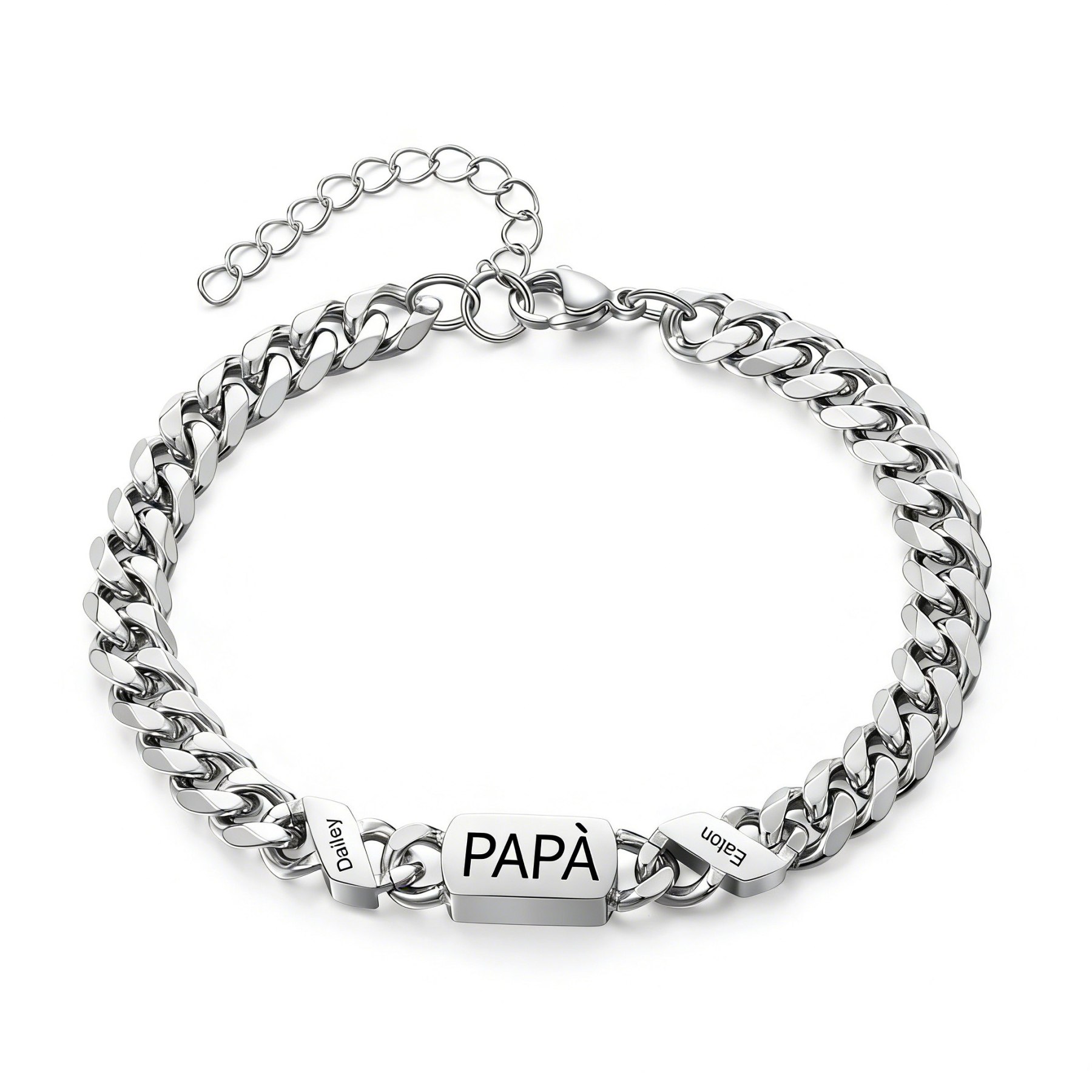 Bracciale da uomo personalizzato in stile maglia cubana per papà