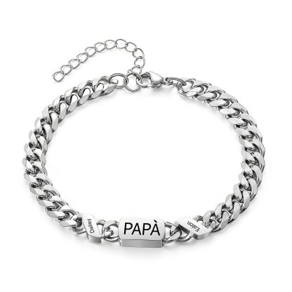 Bracciale da uomo personalizzato in stile maglia cubana per papà