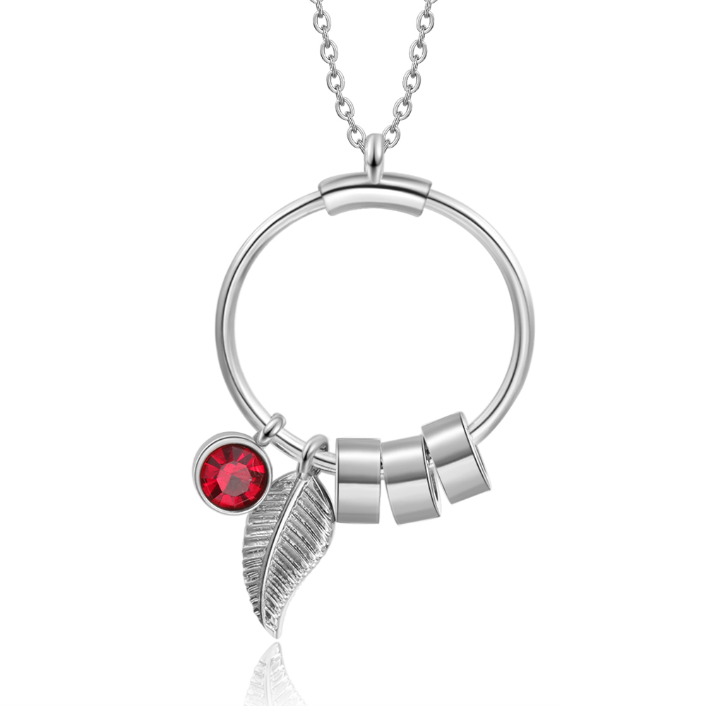 Collana con ciondolo 3 cerchi e pietra di nascita