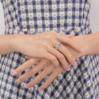 Anello 3 nomi con 3 pietre di nascita in argento 925