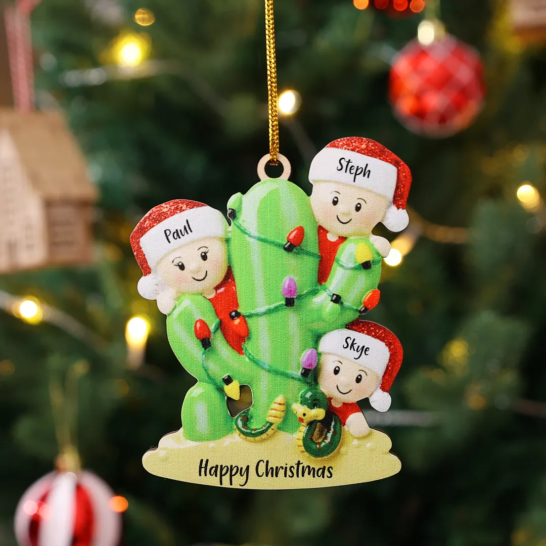 Bianco Natale mille candele... Ornamenti cactus ciondolo per albero di Natale 3 nomi personalizzati