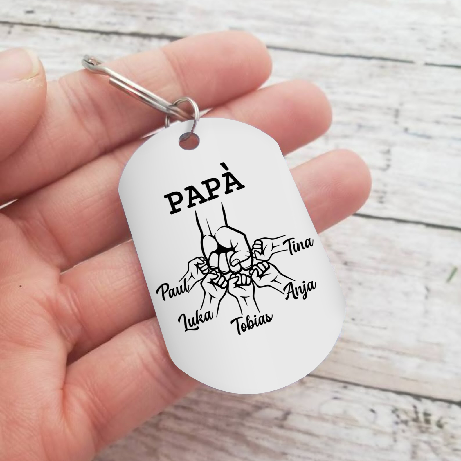 Caro Papà Abbiamo Cercato Di Trovare Il Regalo Perfetto-Portachiavi pugno a pugno 5 nomi regalo per papà