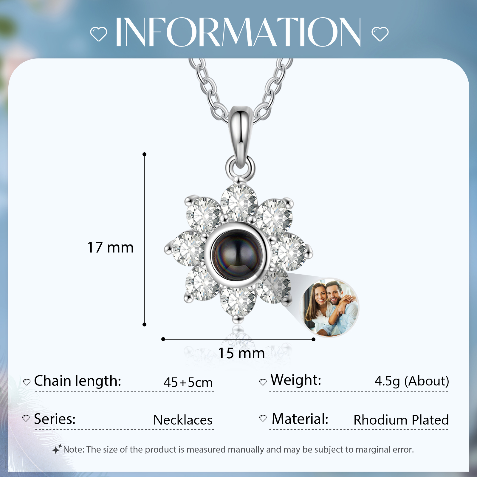 Collana girasole con proiezione di foto personalizzabile per donna