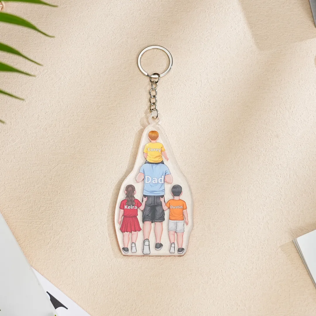Portachiavi/Pendente Acrilico Personalizzato Incisione con 2-4 Nomi – Regalo Speciale per Papà e Famiglia | Jessemade