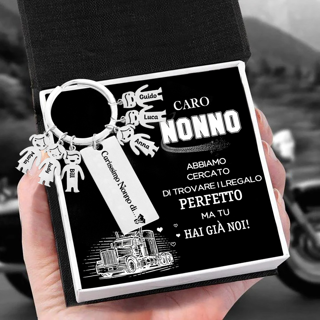 Portachiavi con ciondolo bambino 6 nomi personalizzati regalo per nonno festa dei nonni