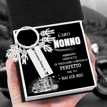Portachiavi con ciondolo bambino 6 nomi personalizzati regalo per nonno festa dei nonni