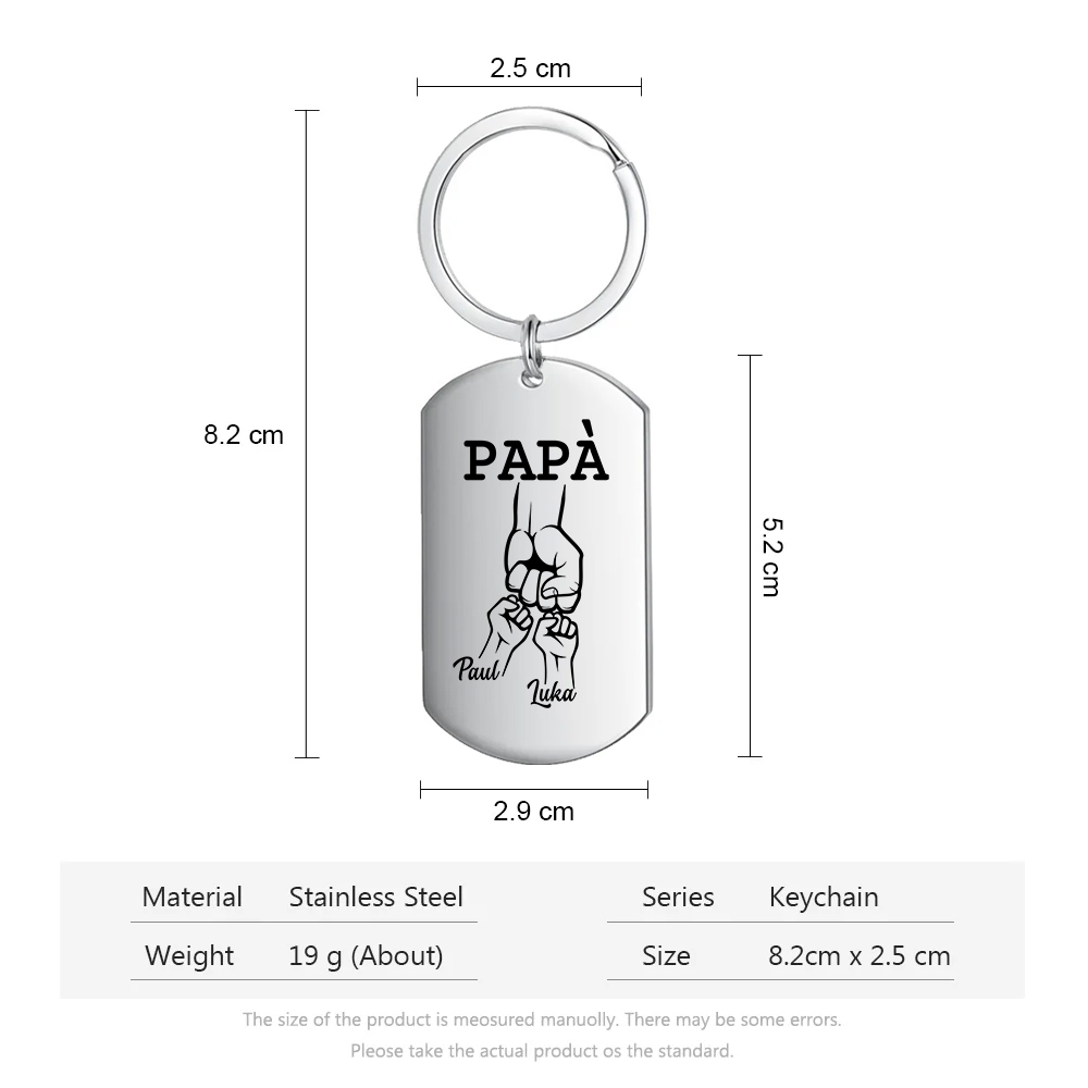 Non dimenticare mai che ti amo-Pugno a pugno Portachiavi 2 nomi regalo per papà