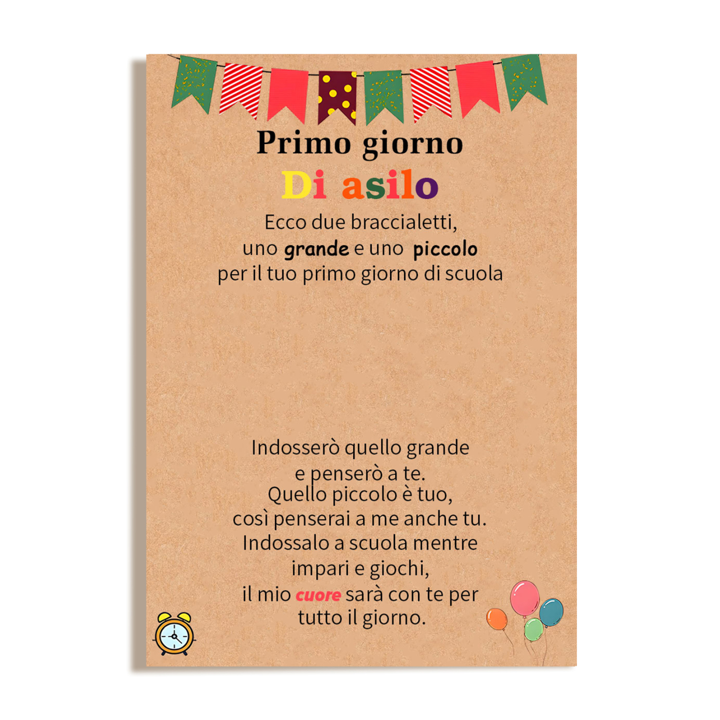 2PCS Braccialetto cuore regorabile regalo per bambina con carta