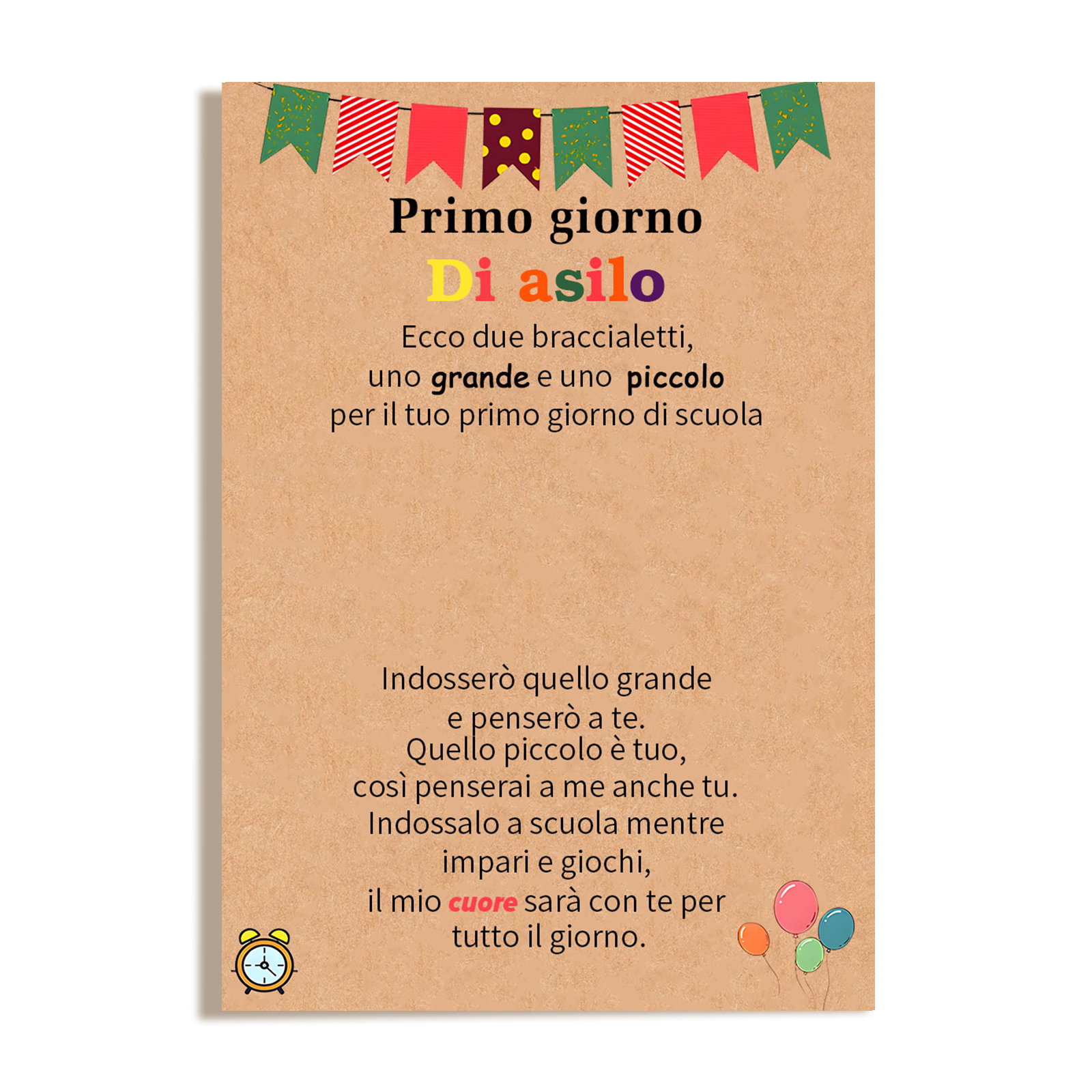2PCS Braccialetto cuore regorabile regalo per bambina con carta
