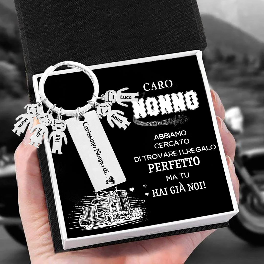 Portachiavi con ciondolo bambino 5 nomi personalizzati regalo per nonno festa dei nonni