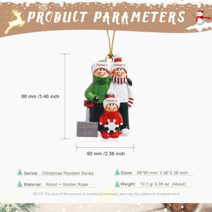 Bianco Natale mille candele... Ornamenti familiari ciondolo per albero di Natale 3 nomi personalizzati