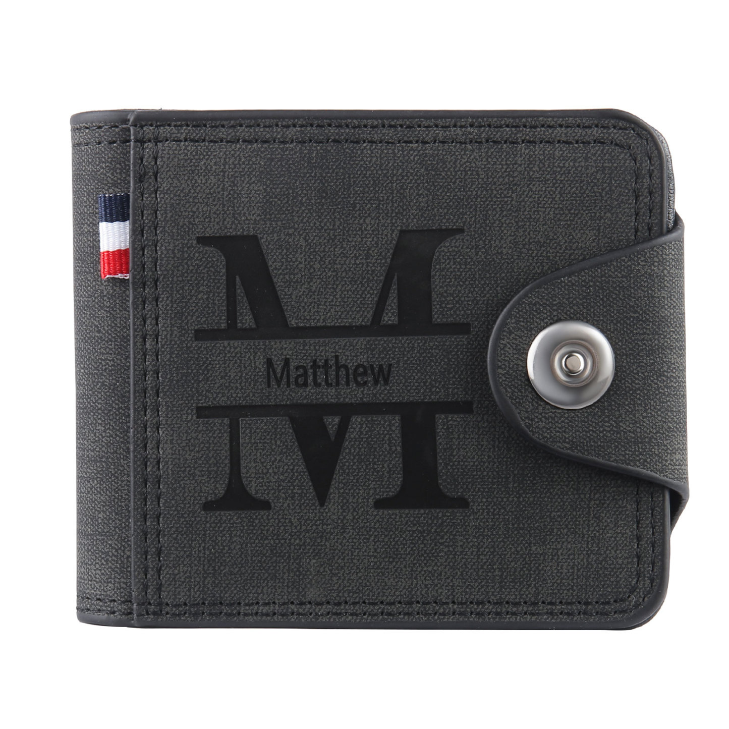 Portafoglio in PU pelle da uomo 1 nome 1 lettera e 1 foto personalizzabili regalo per uomo