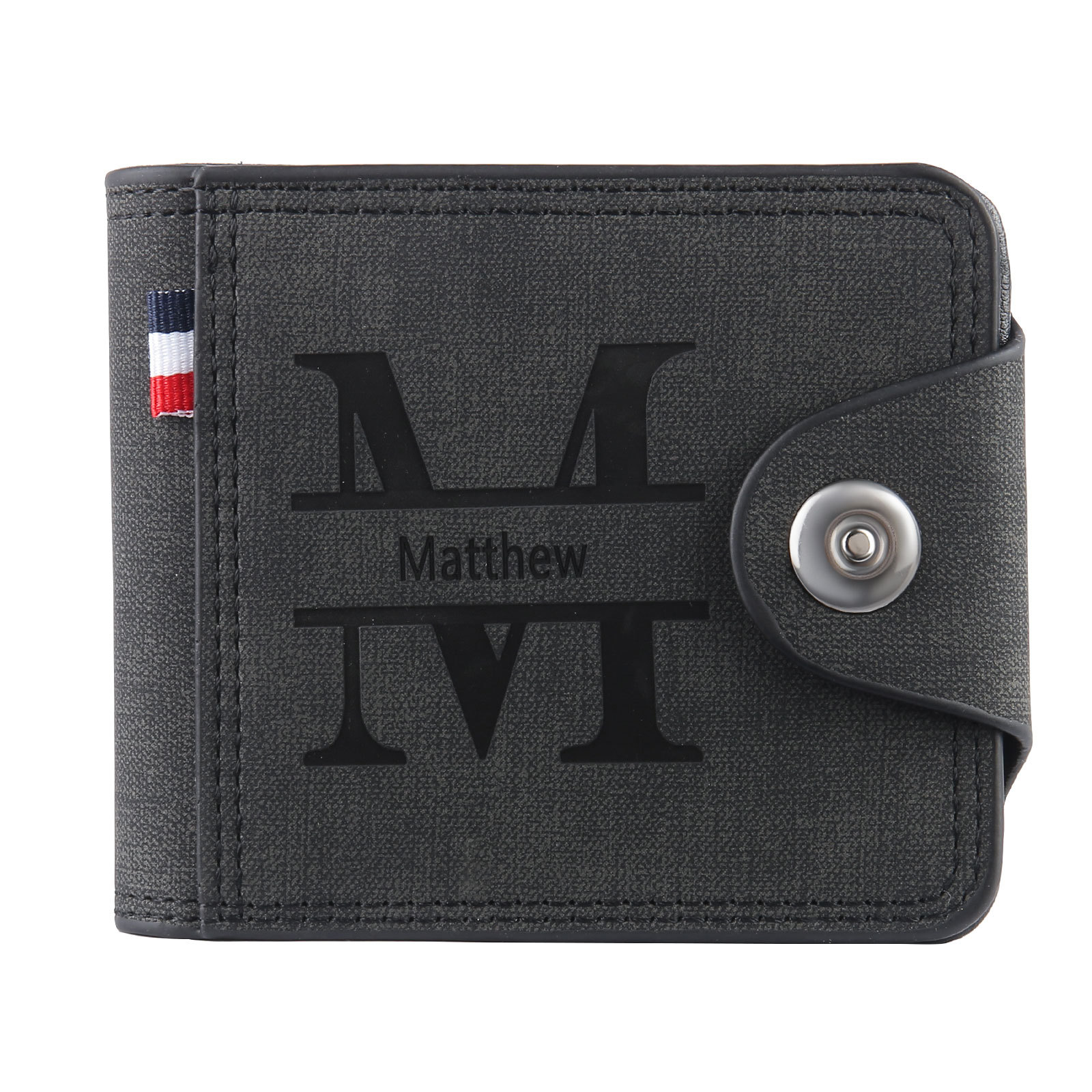 Portafoglio in PU pelle da uomo 1 nome 1 lettera e 1 foto personalizzabili regalo per uomo