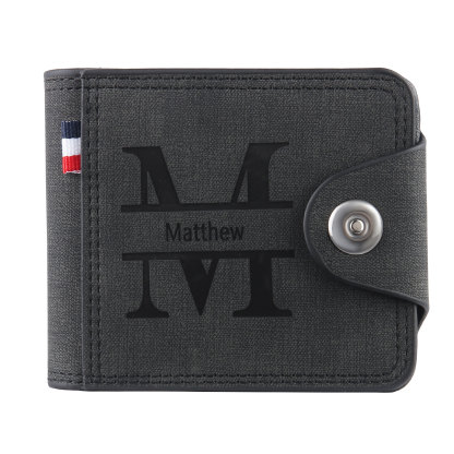 Portafoglio in PU pelle da uomo 1 nome 1 lettera e 1 foto personalizzabili regalo per uomo