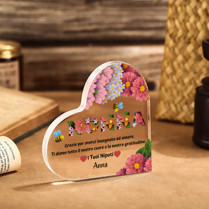 Festa della Mamma NONNA Grazie per averci insegnato-deco acrilico per mamma donna regalo natale